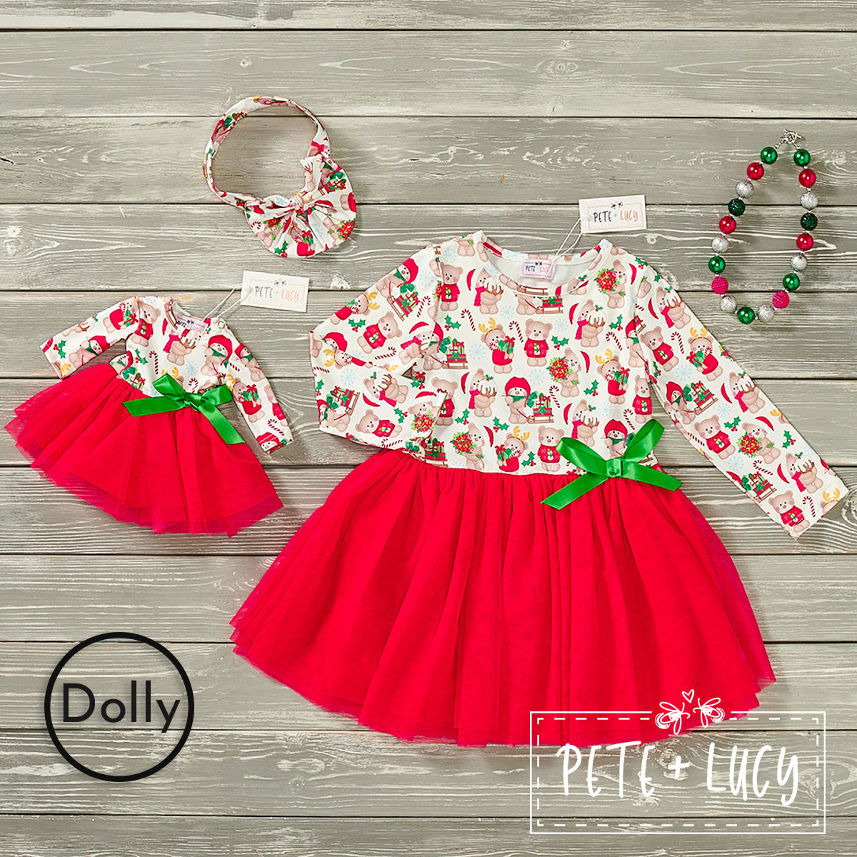 Christmas Family Doll Dress for 18" Dolls | Pete + Lucy Whim & Wonder Boutique Christmas Family Doll Dress for 18" Dolls | Pete + Lucy Whim & Wonder Boutique
