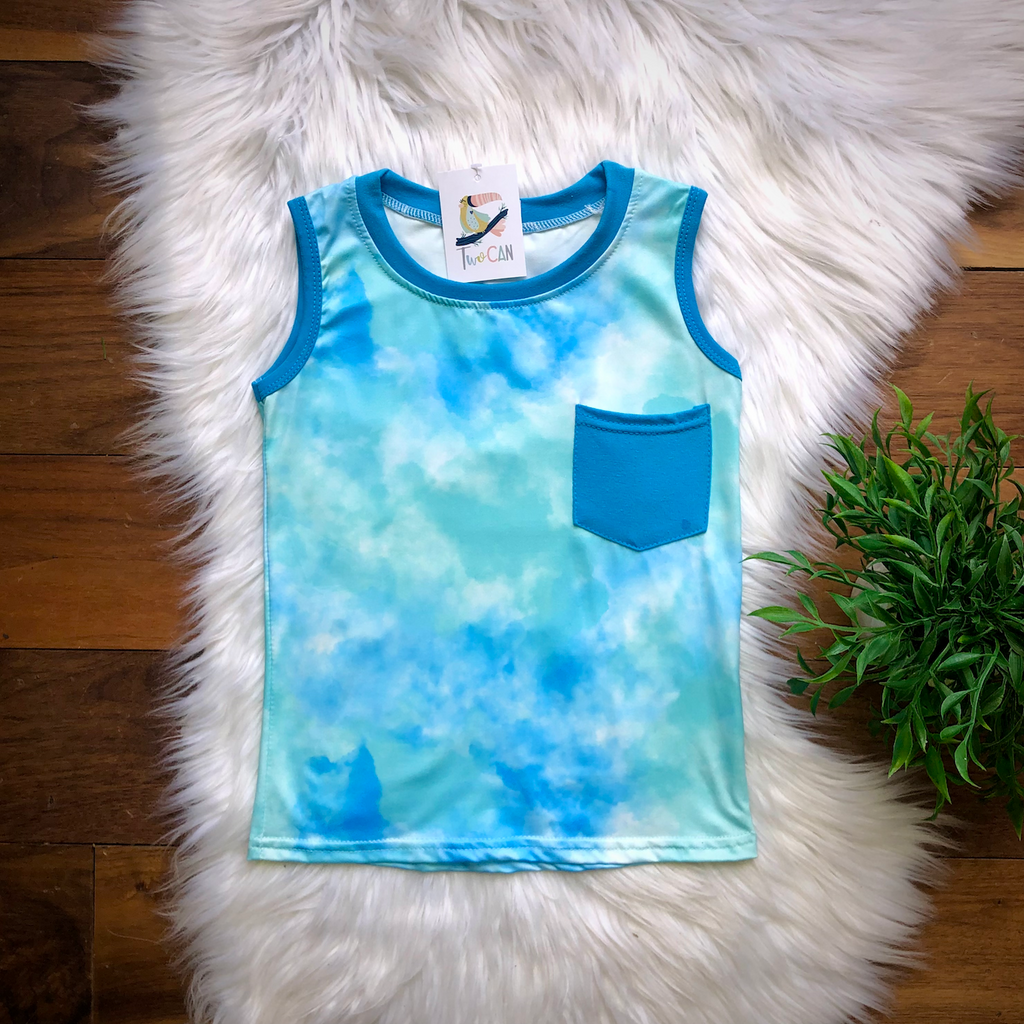 Ocean Blue Tie Dye Pocket Tank by Twocan