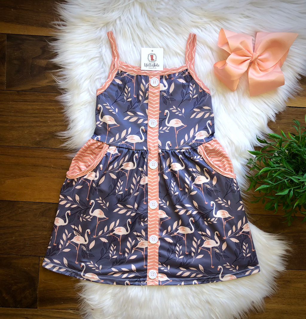 Fabulous Flamingos Tank Dress by Wellie Kate