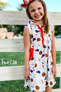 Baseball Doodles Hooded Dress by Twocan