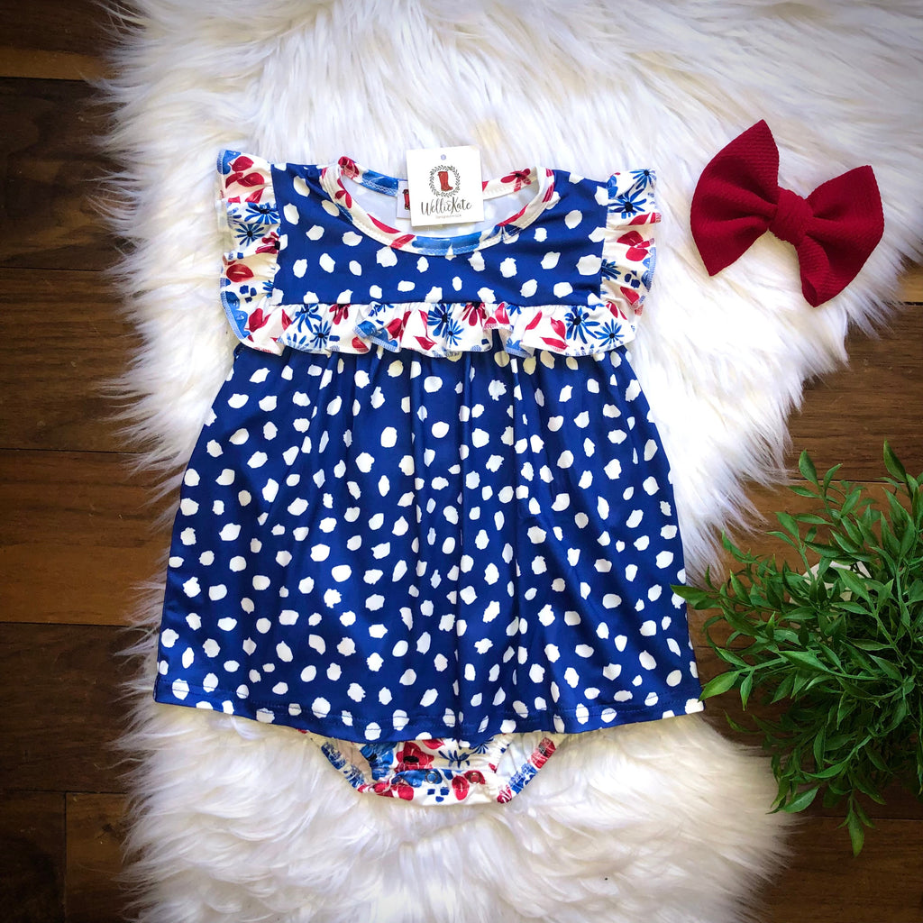 Blue Dots Baby Romper by Wellie Kate