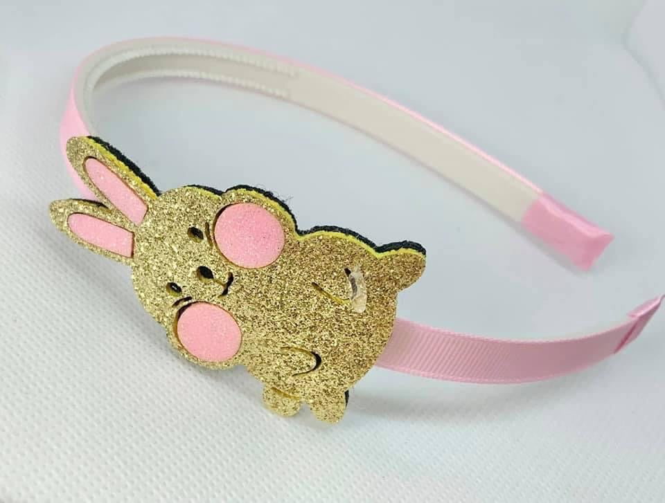 Glitter Bunny Headband - Gold - Whim & Wonder Boutique