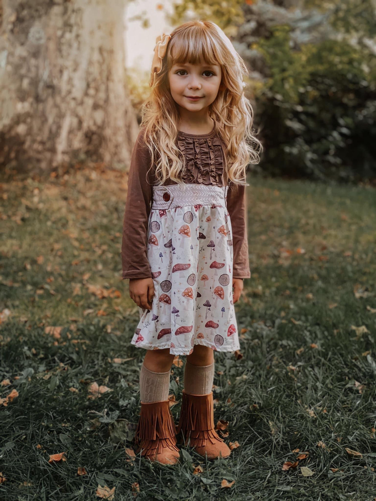 Moody Mushroom Button Dress by Twocan