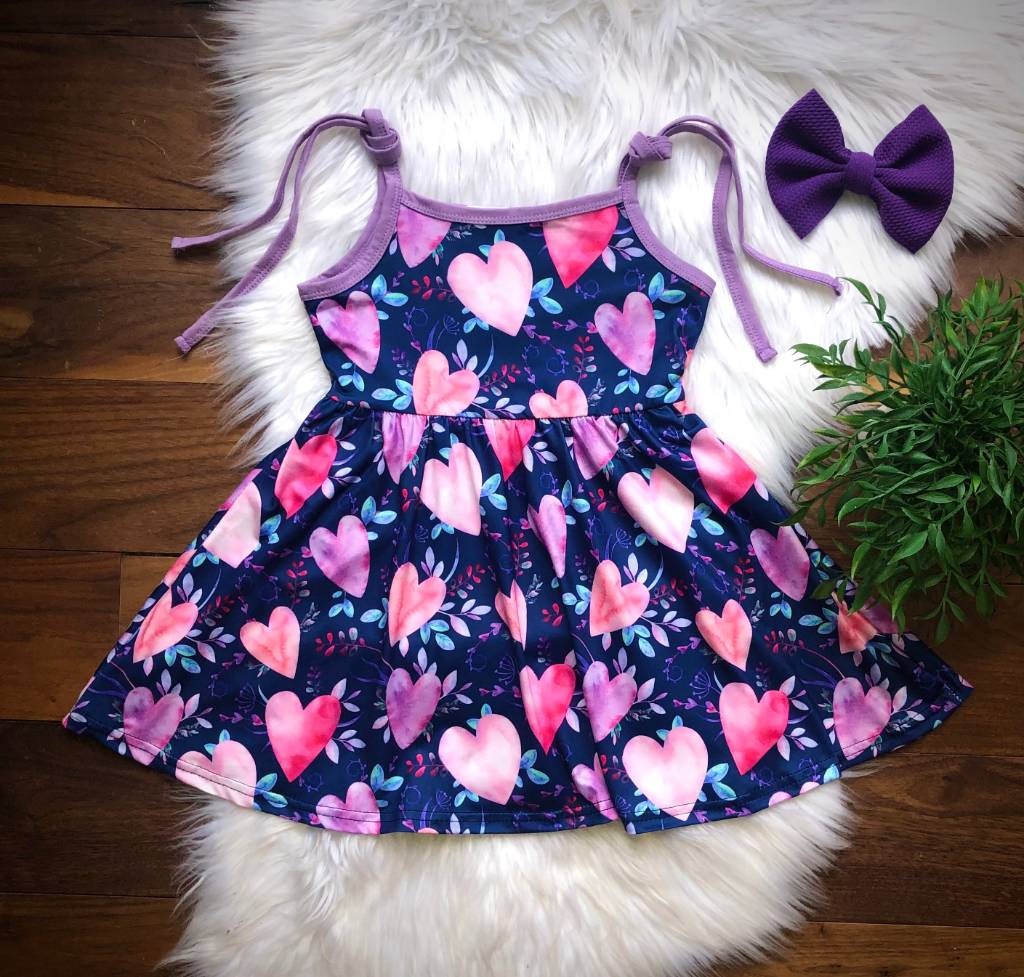 Watercolor Hearts Girl’s Dress - Whim & Wonder Boutique