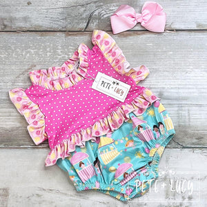 Pink Lemonade Stand Baby Romper By Pete and Lucy