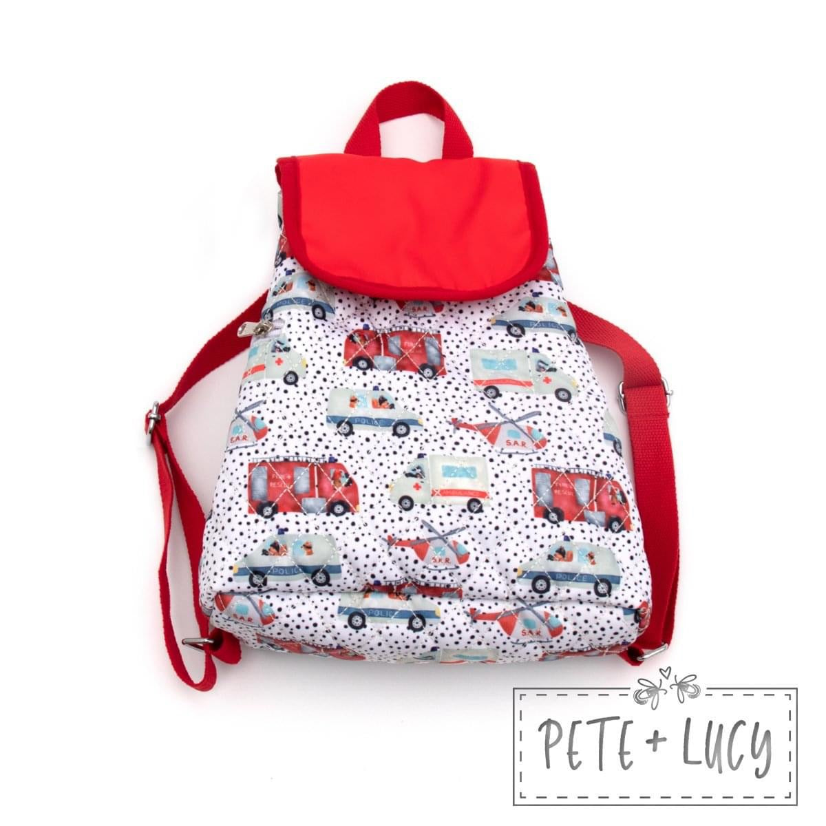 To The Rescue Quilted Backpack by Pete and Lucy
