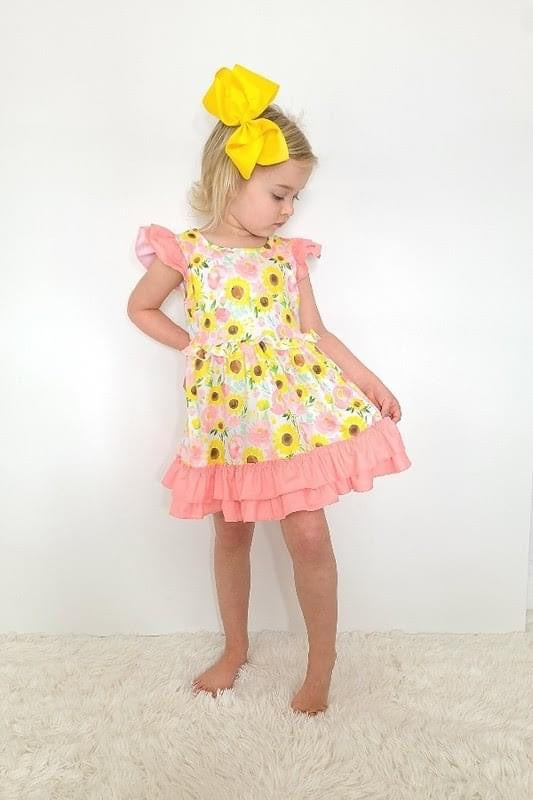 Sunflower Blooms Girls Dress by Clover Cottage