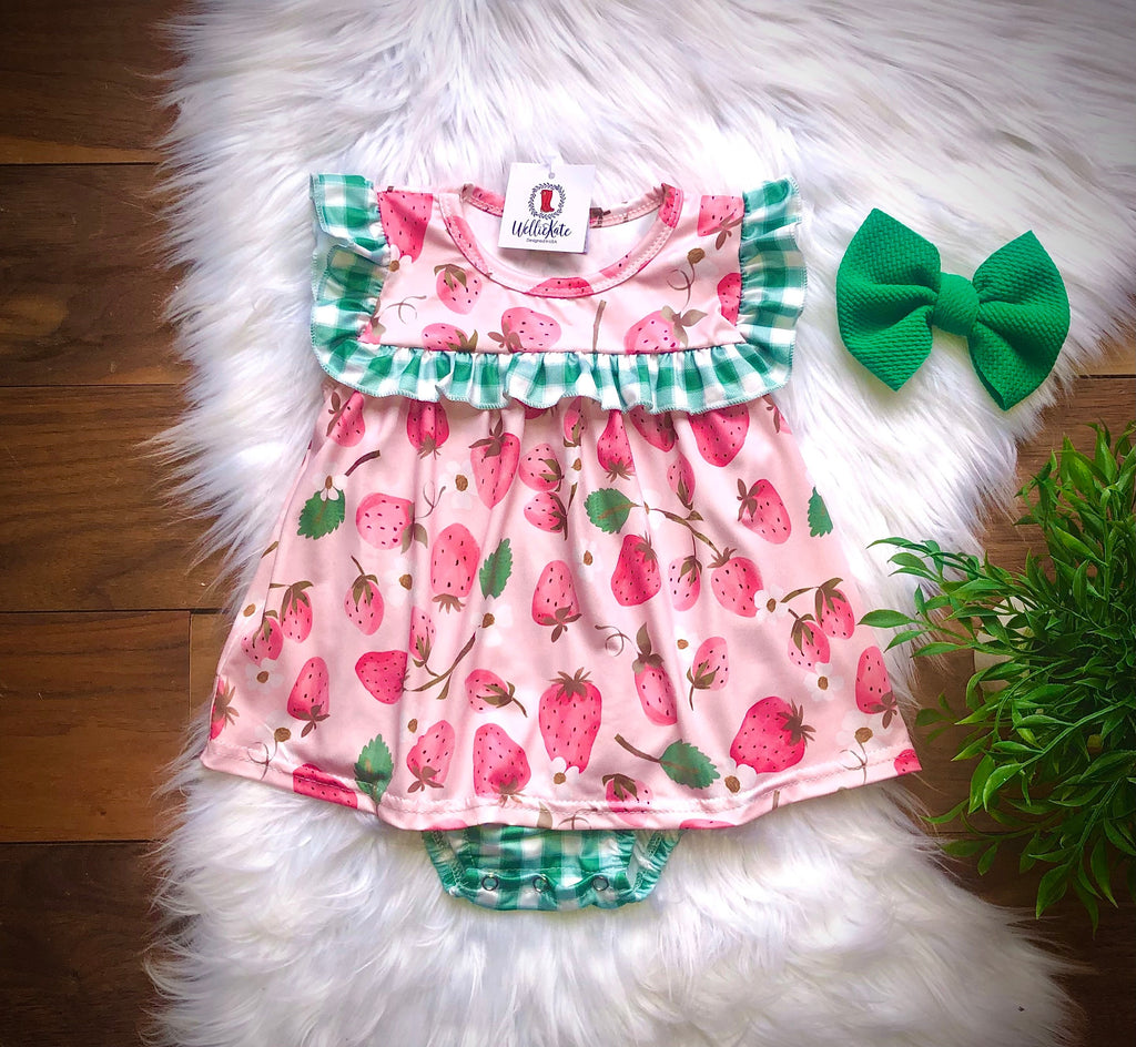 Strawberry Fields Bubble Romper by Wellie Kate