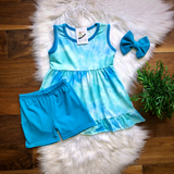 Ocean Blue Tie Dye Shorts Set by Twocan